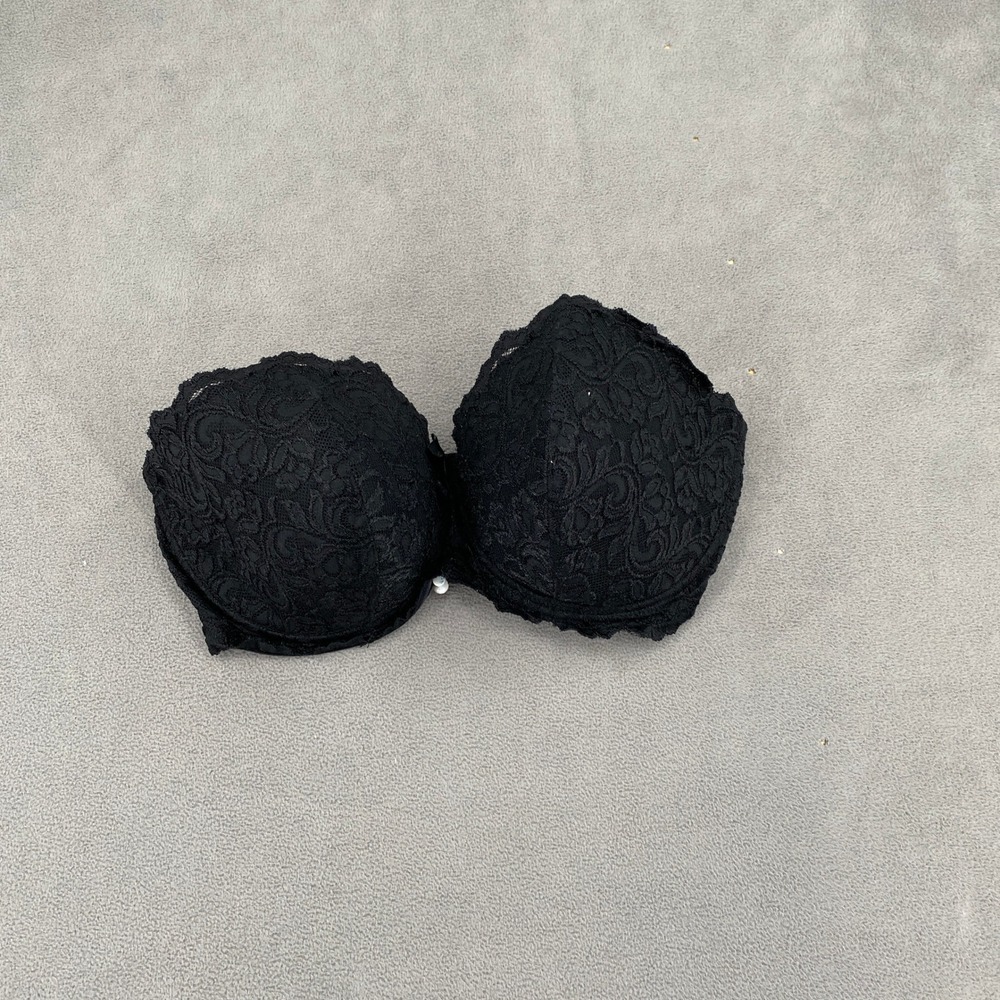 Smart & Sexy Black Lace Strapless Underwire Bra 38DD Floral Padded 8091